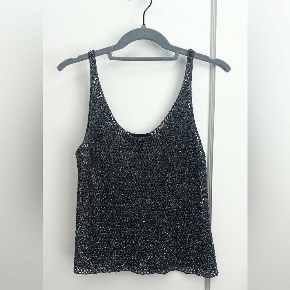 Vintage Y2K metallic mesh crochet knit cami tank - Picture 4 of 13